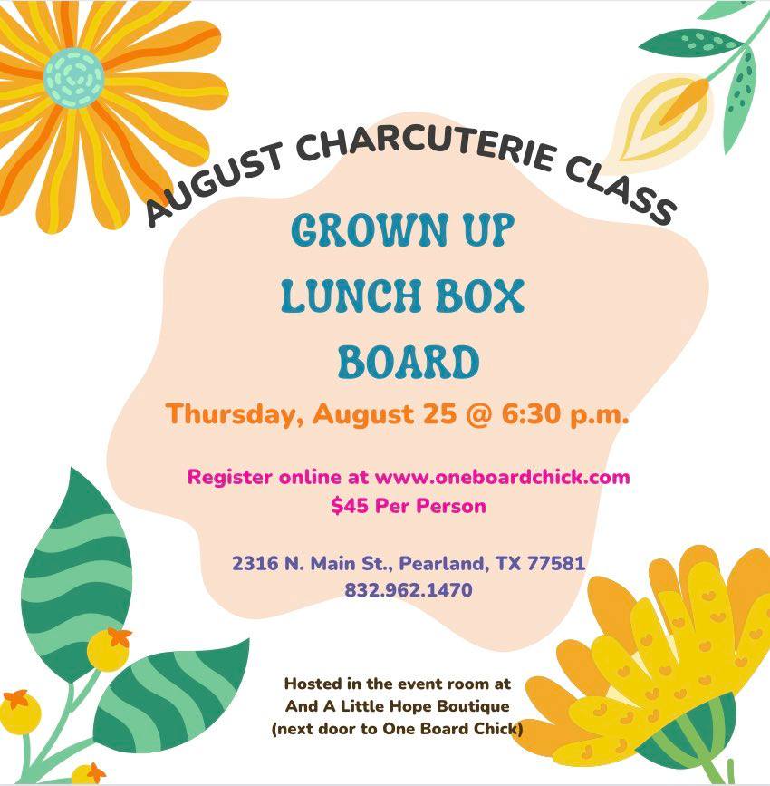 AUGUST Charcuterie Class - Thursday, Aug 25 @ 6:30 p.m.