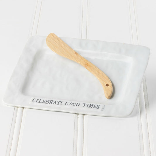 Celebrate Good Times Ceramic Serving Plate with Spreader