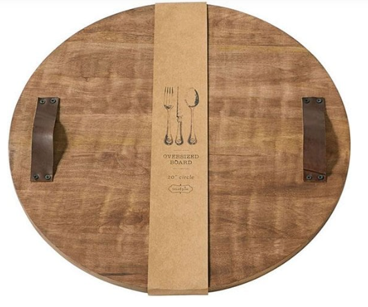 Oversized 20" Mud Pie Charcuterie Board with Leather Handles